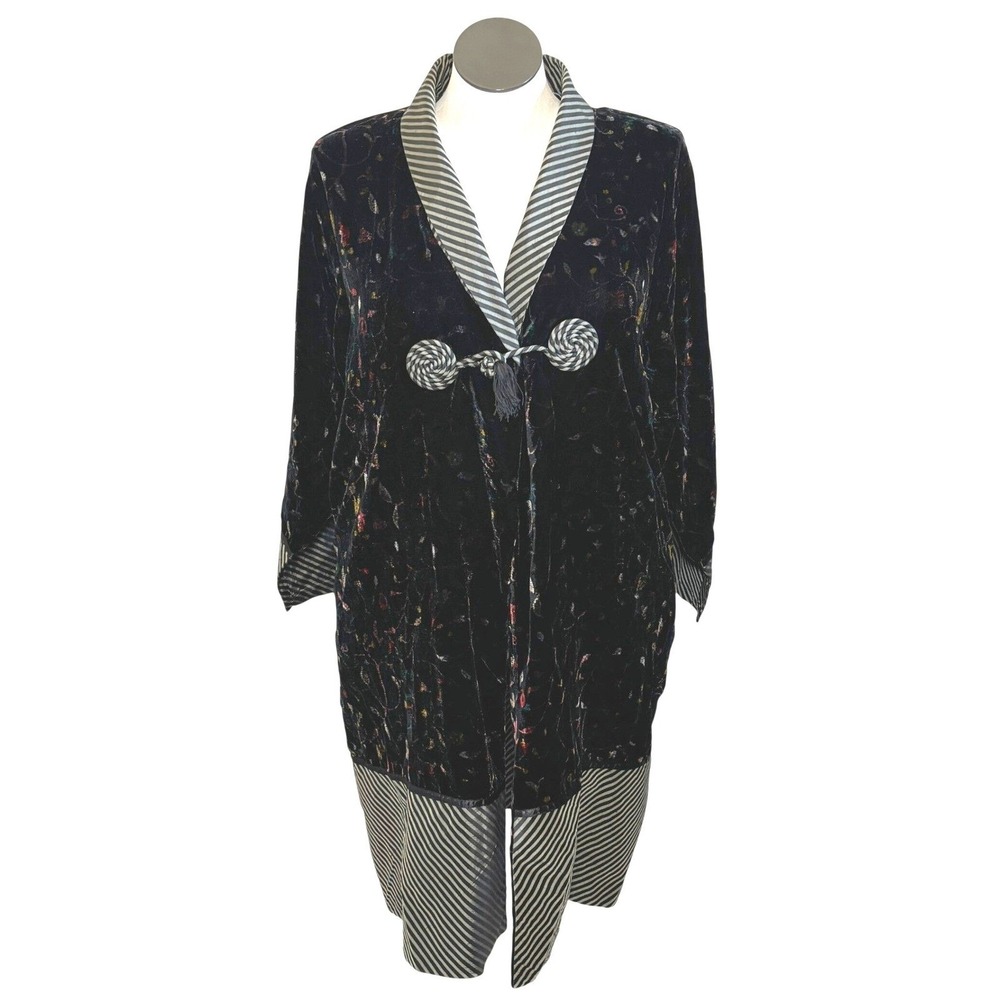 Goody Goody California Black Boho Hippy Duster Cardigan Pockets Size Large